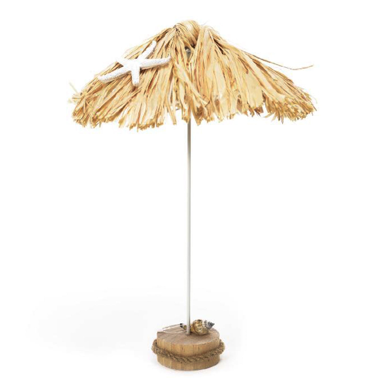 Centrotavola a forma di Ombrellino in paglia ideale per festa a tema ø 22 cm.