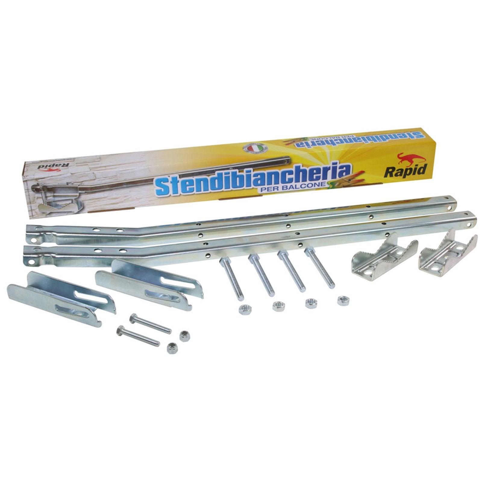 Stendibiancheria ribaltabile in acciaio zincato tre posizioni con piastre di fissaggio