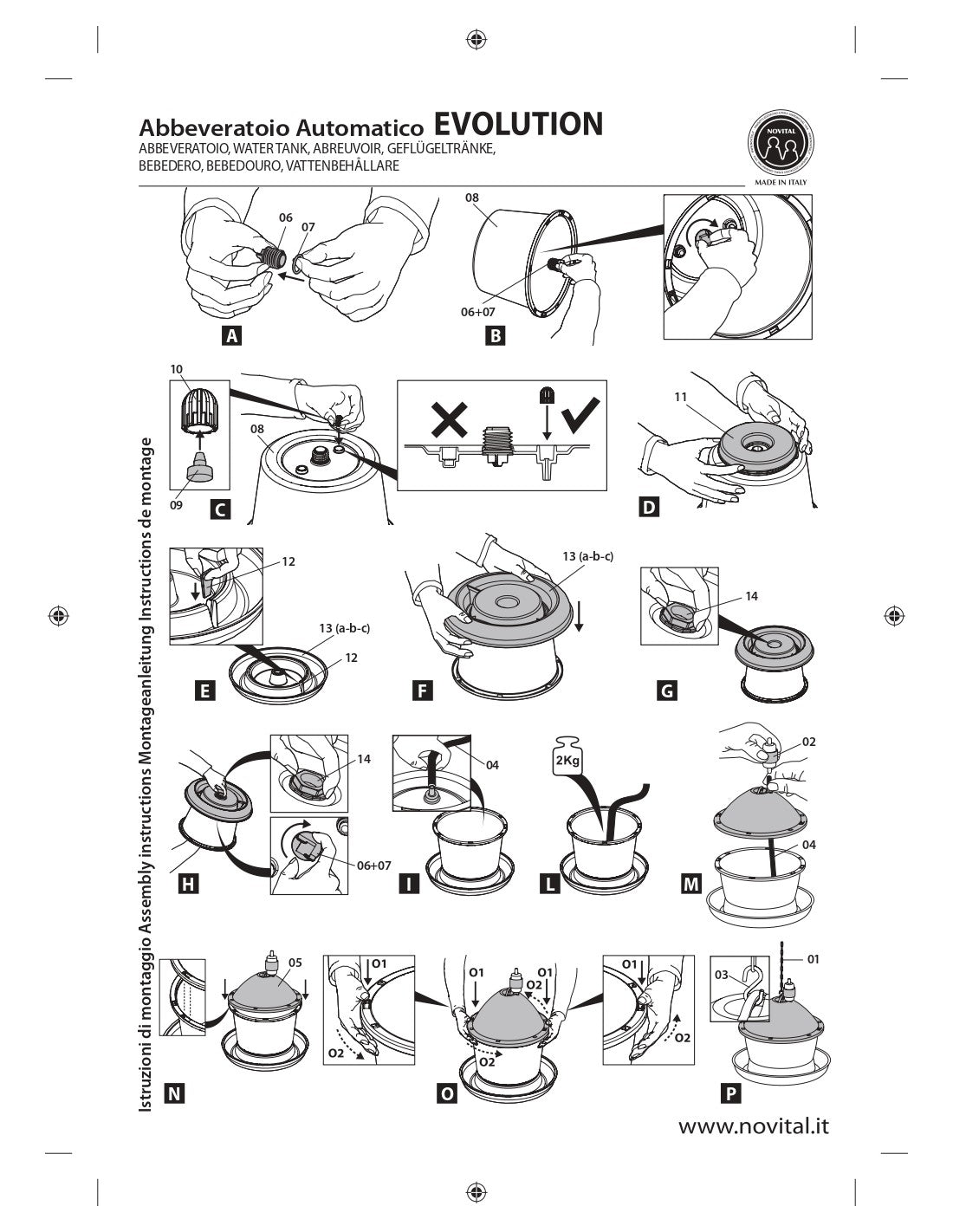 Abbeveratoio automatico per pollame a bassa pressione "Evolution"