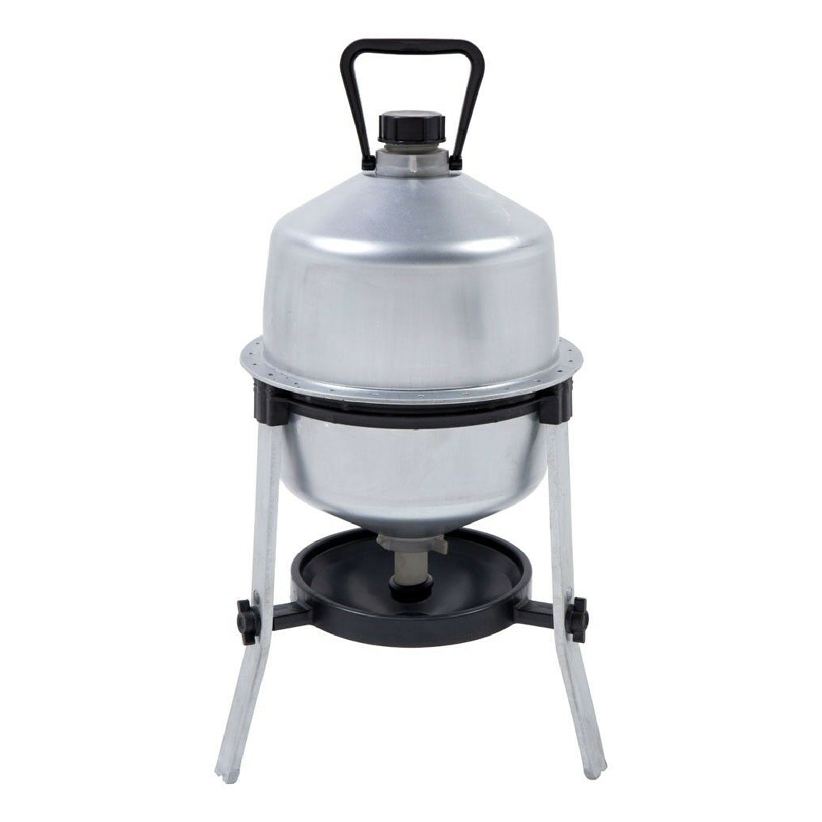 Abbeveratoio per polli a serbatoio in lamiera zincata con piedi da terra 30 lt