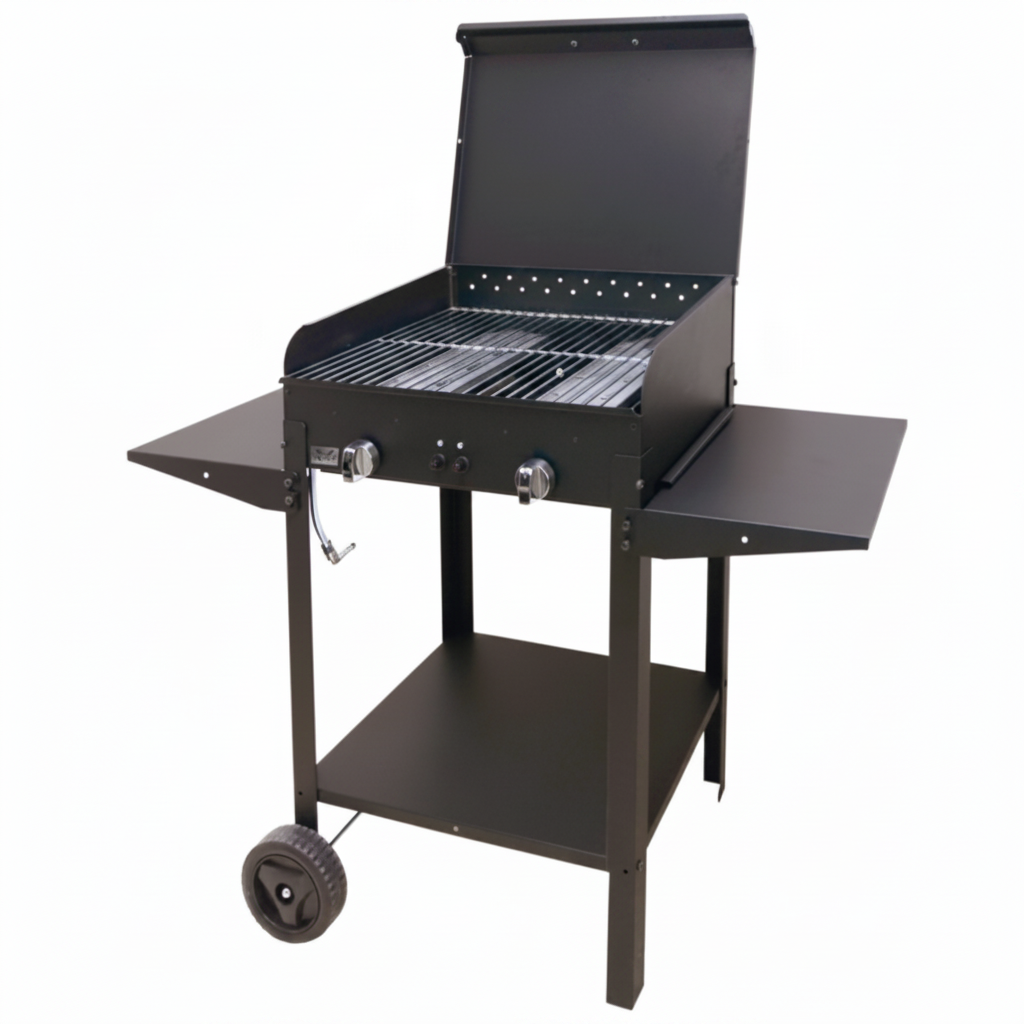 Barbecue bbq a gas e pietra lavica il lamiera smaltata 2 fuochi