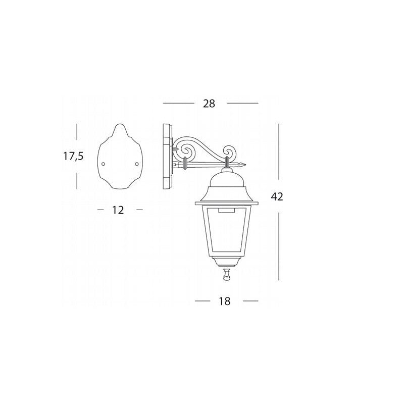 Lanterna da parete "Old Bianco" lampada da esterno in alluminio anticato 60 w