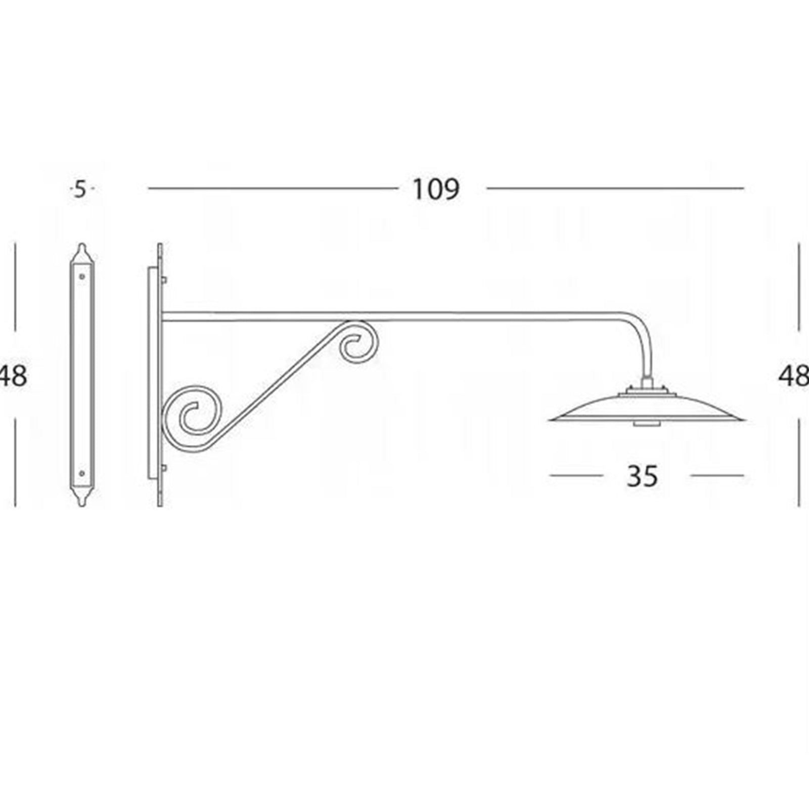 Lanterna da parete "Piatto Antico Lungo" lampada da esterno in alluminio 25 w