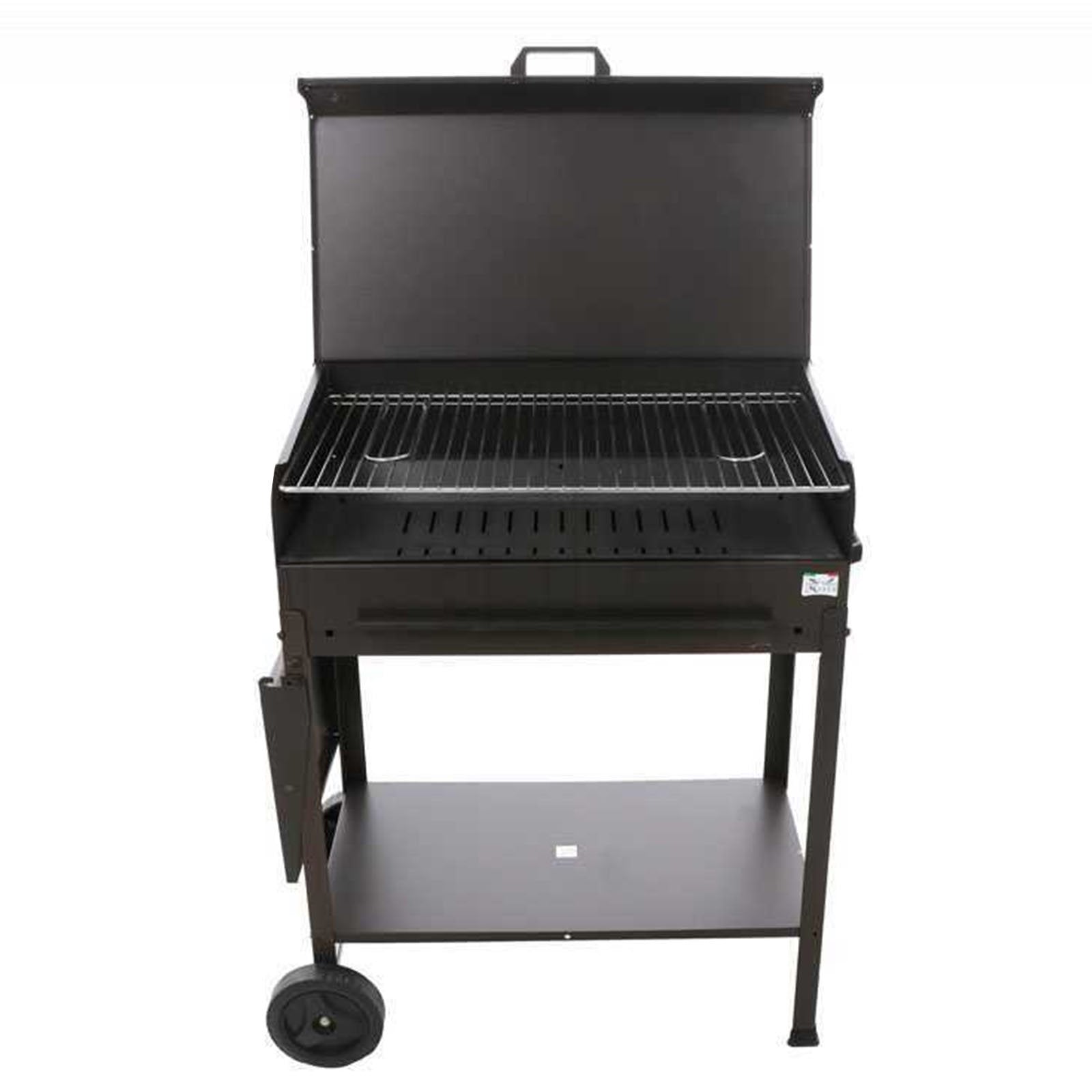 Barbecue a carbonella "Polifemo" griglia regolabile con ruote e tappo "Made in Italy"