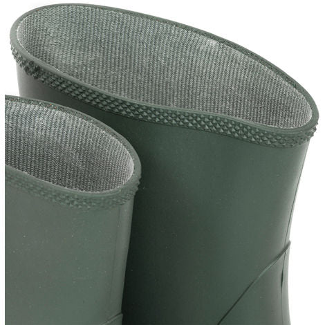 Stivali impermeabili alti altezza ginocchio in PVC verde, con suola antiscivolo nera