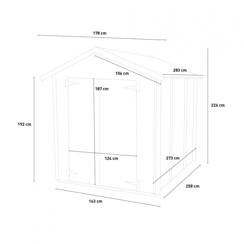 Casetta in legno deposito per stoccaggio 2 bancali di pellets "Made in Italy" 178 x 273 x h 226 cm