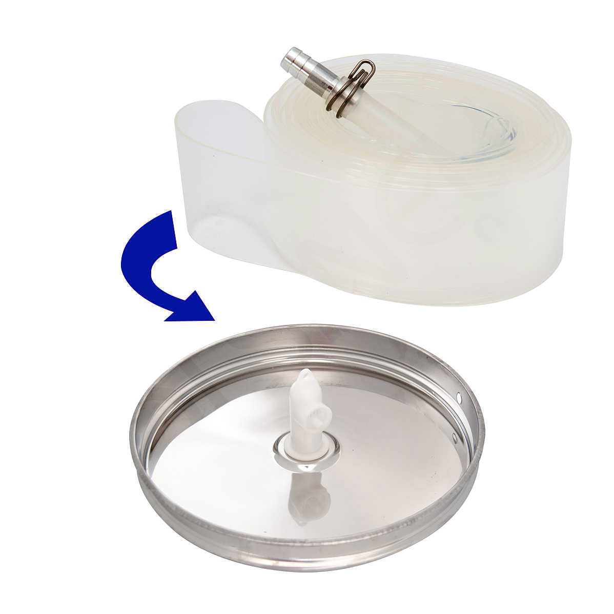 Camera d'aria per botti con sistema di chiusura galleggiante pneumatico in materiale atossico