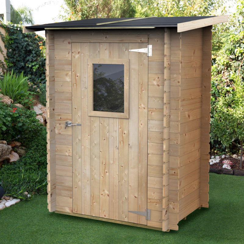 Casetta in legno con porta finestrata deposito da giardino monofalda "Made in Italy"