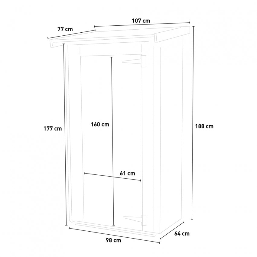 Casetta in legno con porta finestrata deposito da giardino per attrezzi "Made in Italy" 98 x 64 x h 188 cm