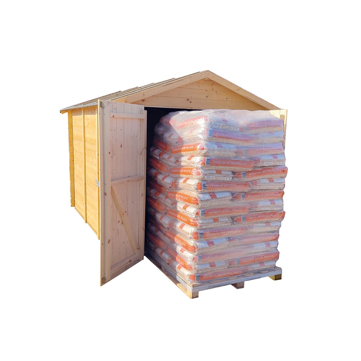 Casetta in legno deposito per stoccaggio 2 bancali di pellets "Made in Italy" 178 x 273 x h 226 cm