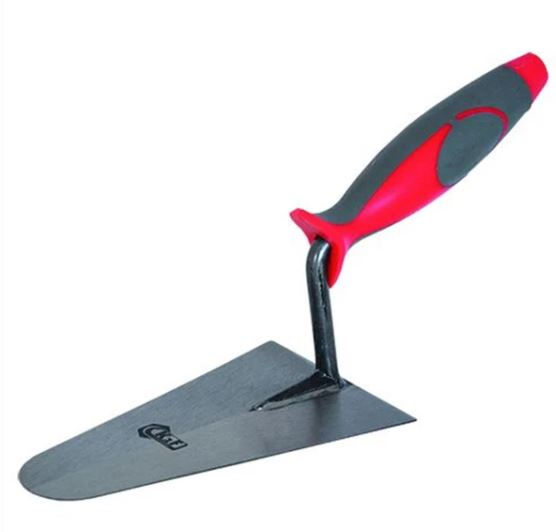 Cazzuola per muratore punta tonda in acciaio temperato con manico antiscivolo