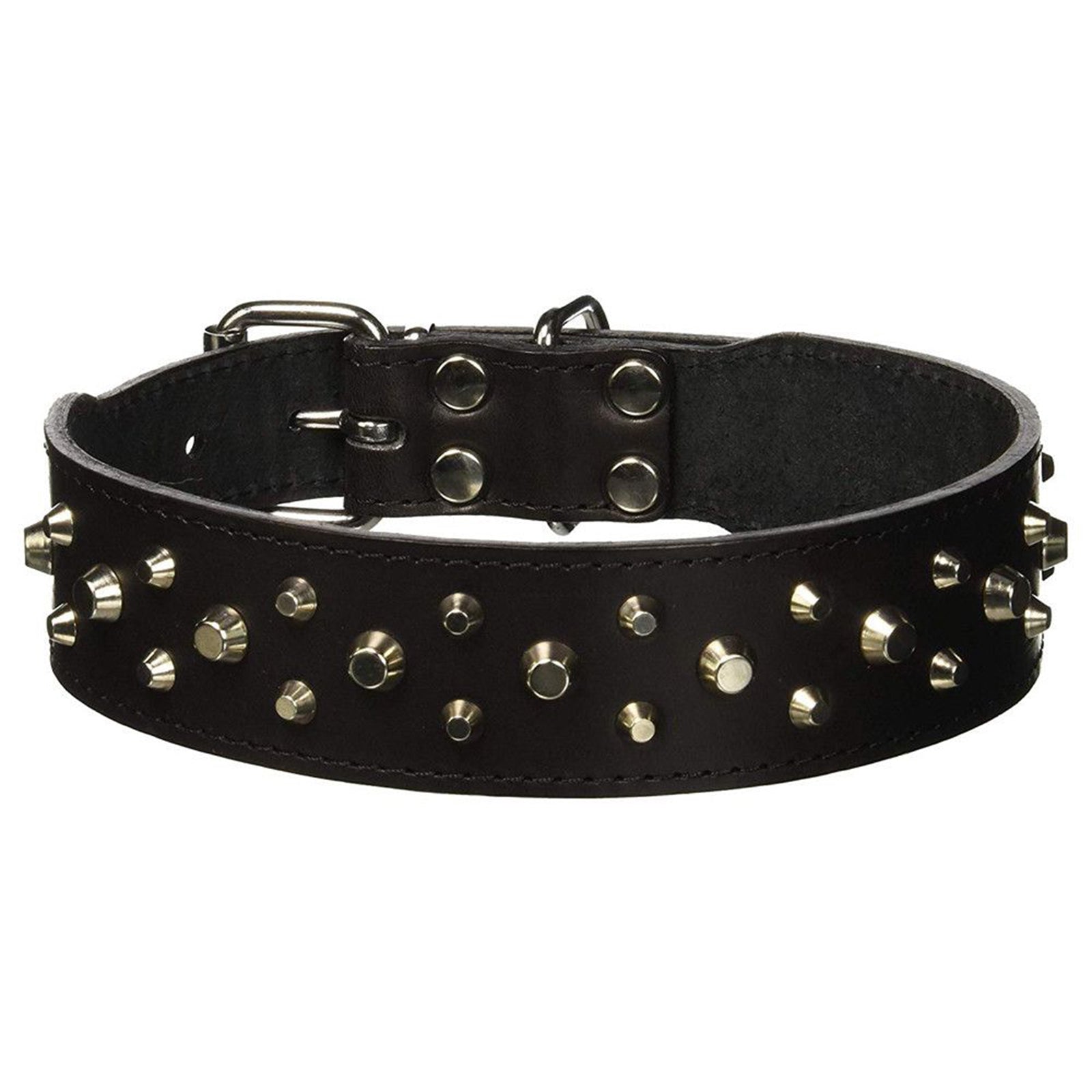 Collare per Cani in Cuoio imbottito con borchie e fibbia in metallo