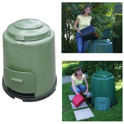 Compostiera circolare da giardino 280 lt con apertura superiore ed inferiore