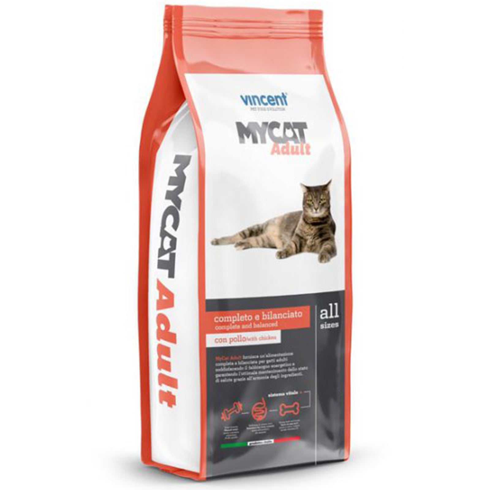 Crocchette Vincent per gatti My Diet a base di carne, cereali e verdura.