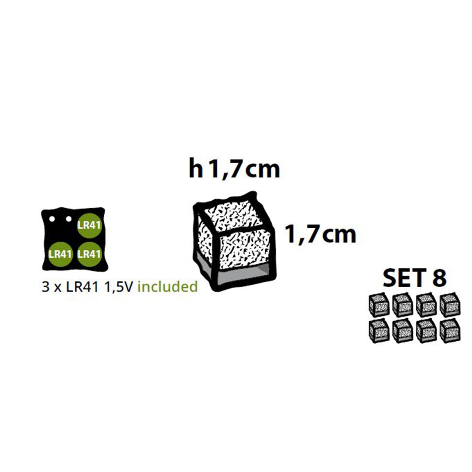 Set 8 cubetti di ghiaccio bianco ghiaccio galleggianti con led e batterie incluse.