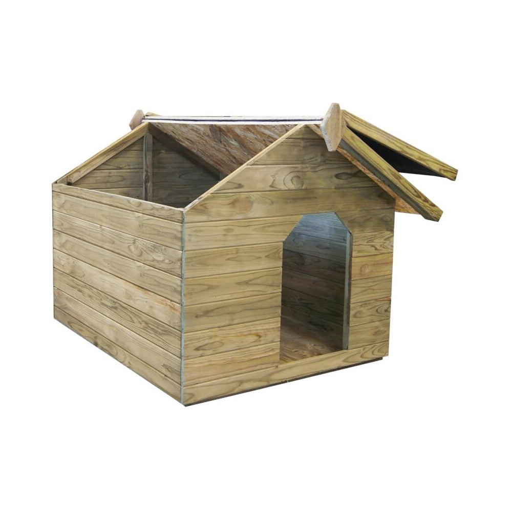 Cuccia per cani "Open" in legno di pino impregnato con tetto apribile