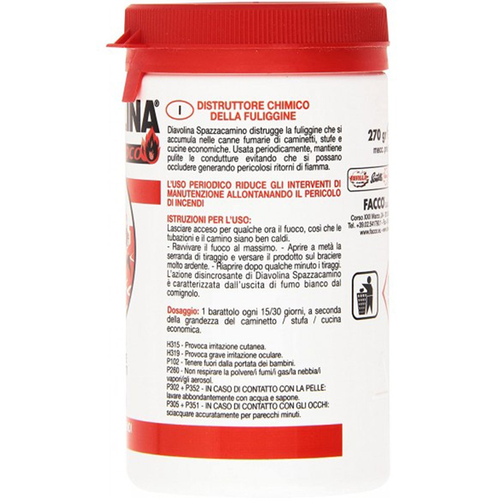 Diavolina spazzacamino mangia fuliggine per stufe e caminetti a legna 270 g