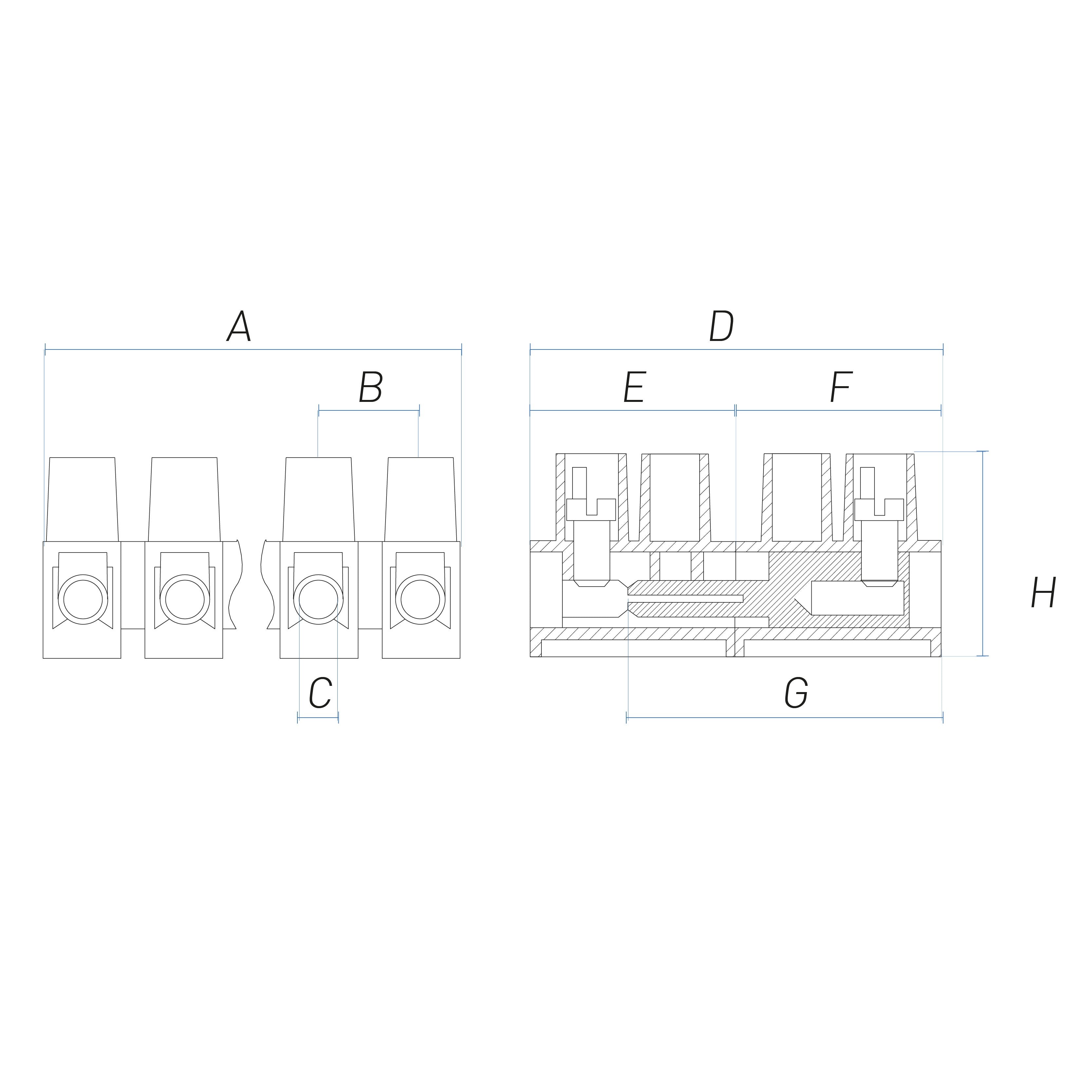 Morsettiera multipolare a spina, 12 poli per collegamento cavi elettrici