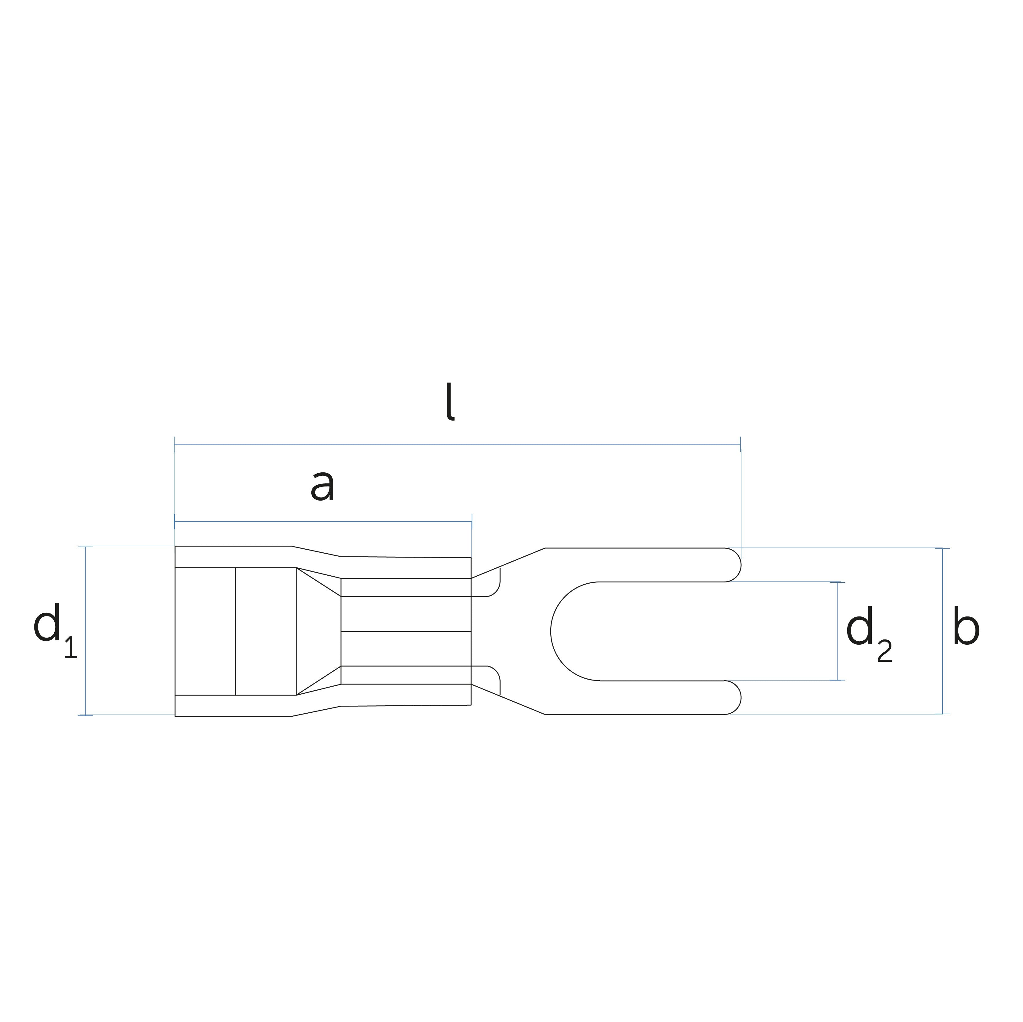 Capocorda parzialmente preisolato, serie a forcella per collegamento cavi elettrici