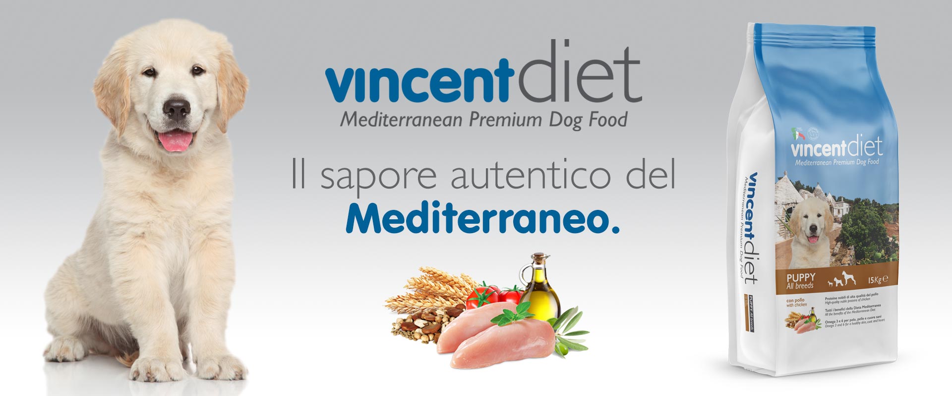 Crocchette Vincent Diet Puppy per cuccioli di cane a base di Pollo, verdure e cerali