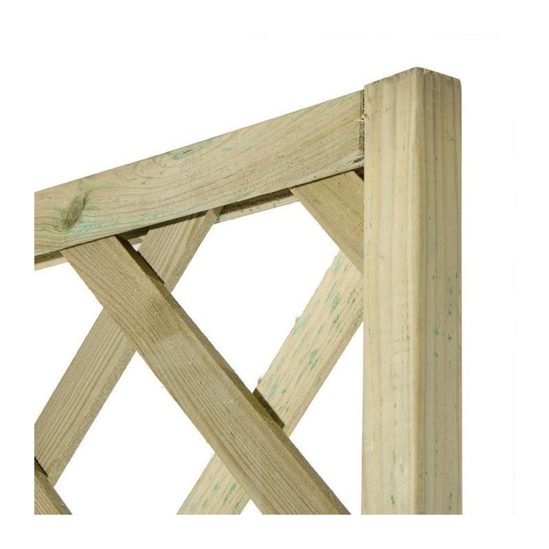 Pannello grigliato con fioriera "Patio" in legno tropicale naturale per recinzioni giardino e terrazzo