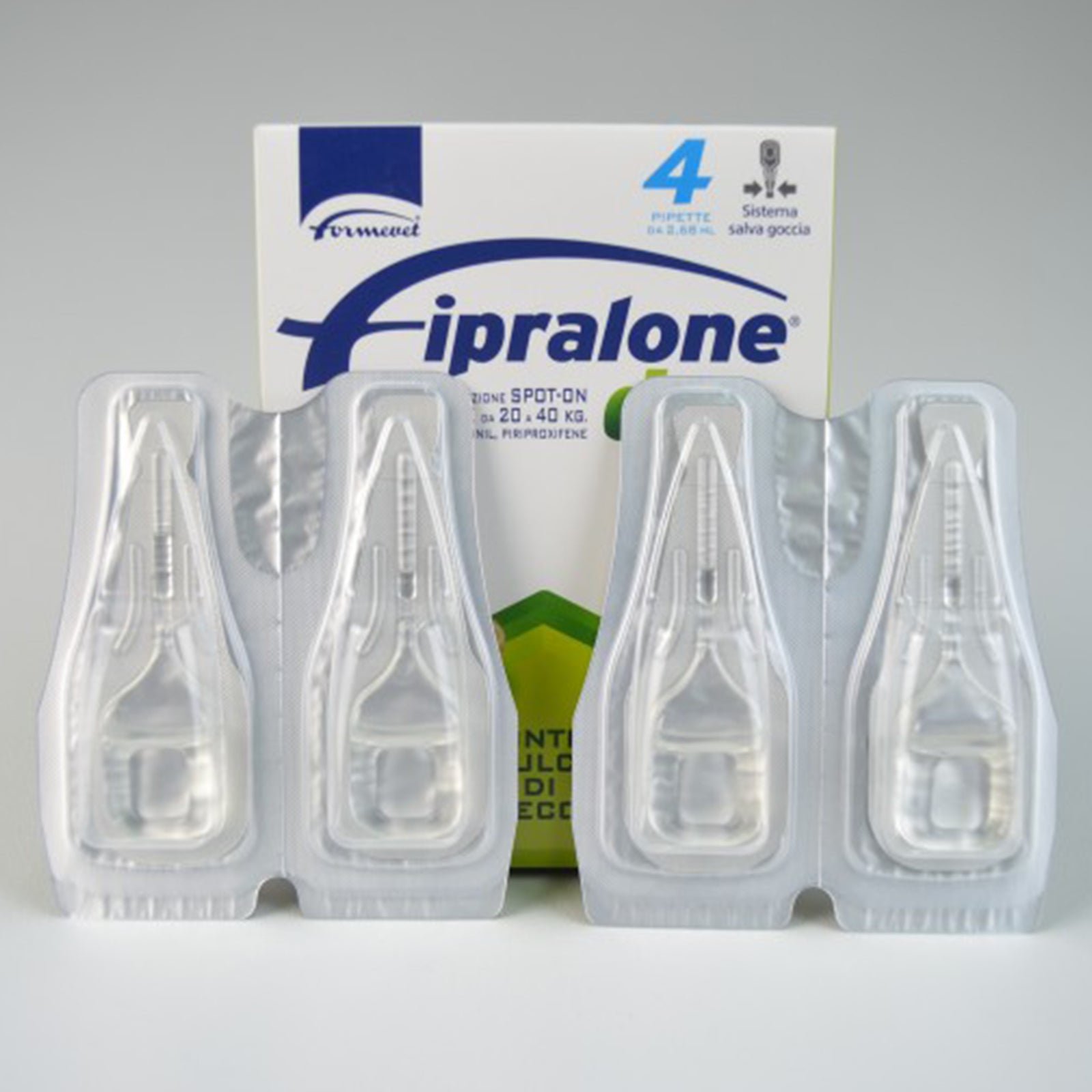 Antiparassitario Cani da 20-40 kg per pulci e zecche "Fipralone Duo" Spot-on 4 pipette da 268 mg