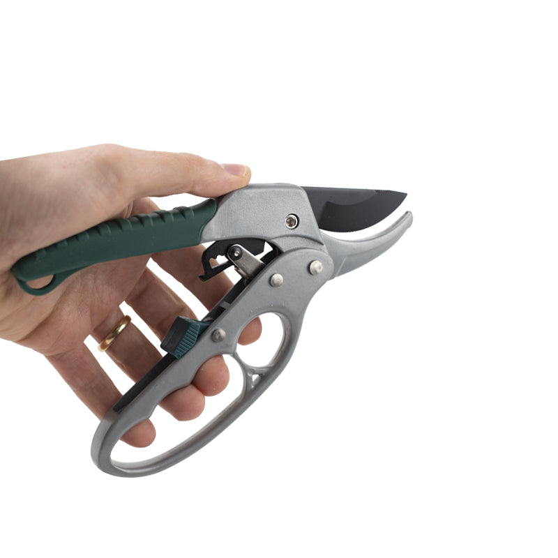 Forbici da pota a cricchetto per giardinaggio ed agricoltura, vigneti e frutteti