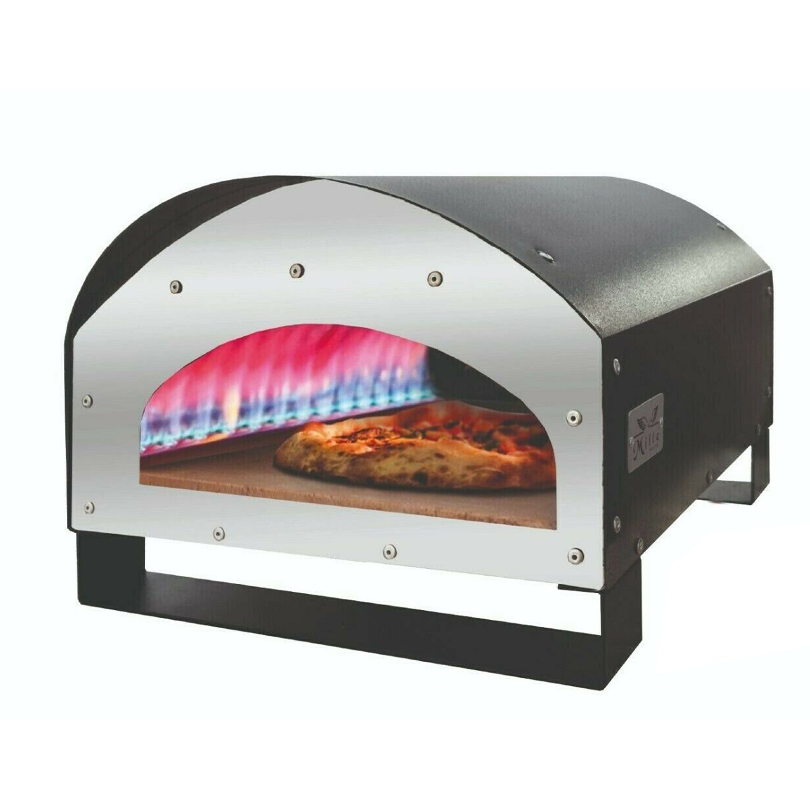Forno a gas per pizze in acciaio inox da esterno con piedi pieghevoli "Made in Italy"