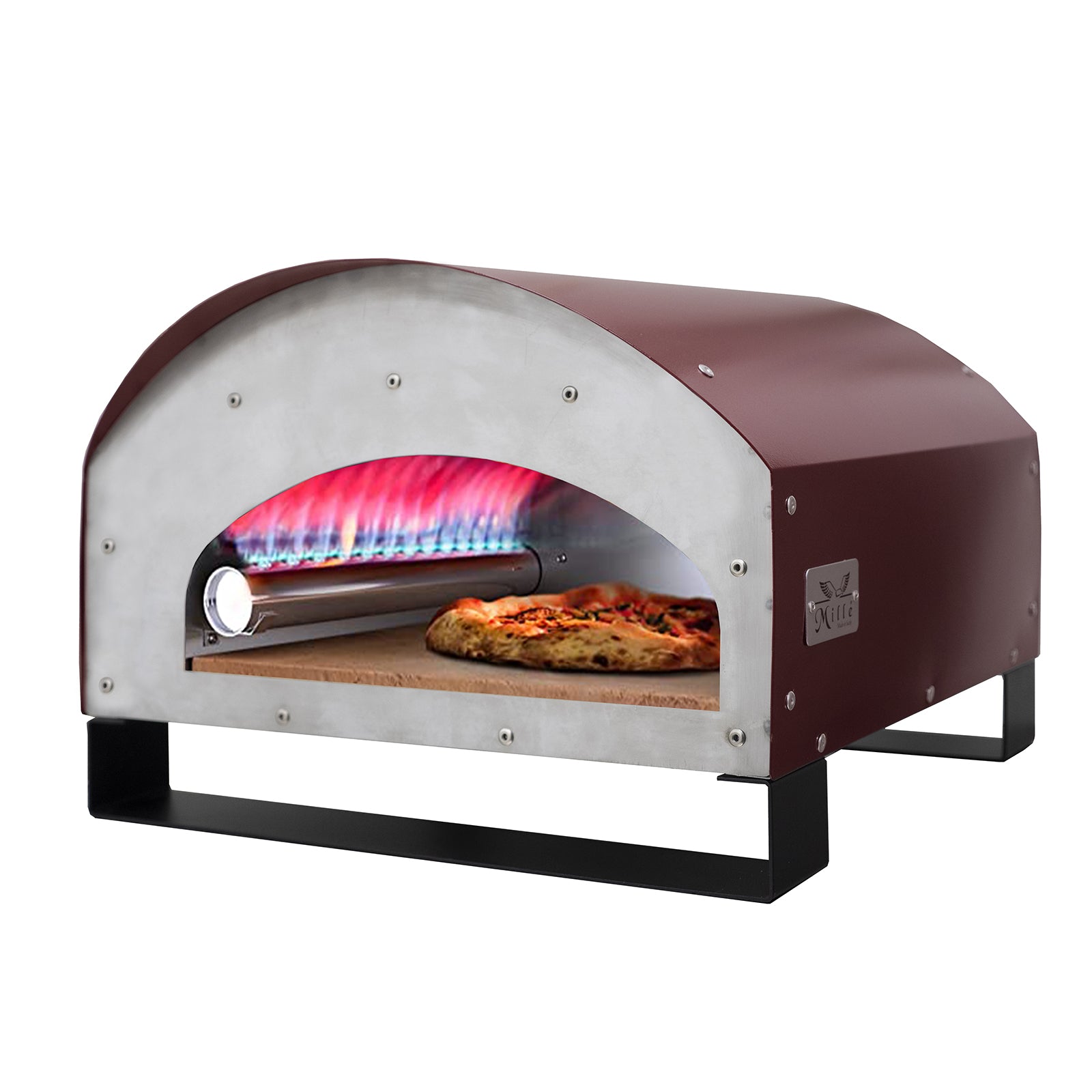 Forno a gas per pizze in acciaio inox da esterno con piedi pieghevoli "Made in Italy"
