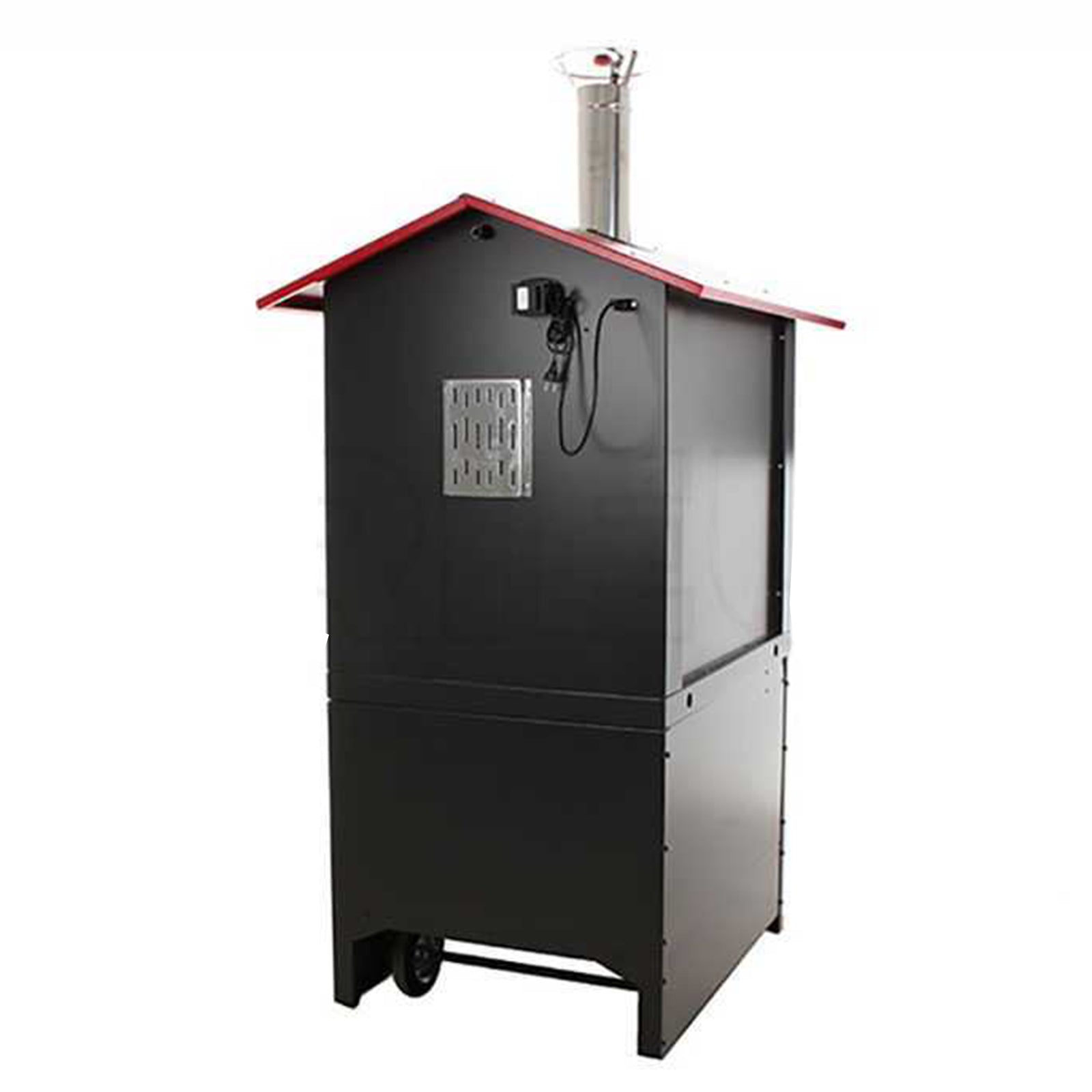 Forno a legna per pizze in acciaio inox ventilato da esterno con ruote "Made in Italy"