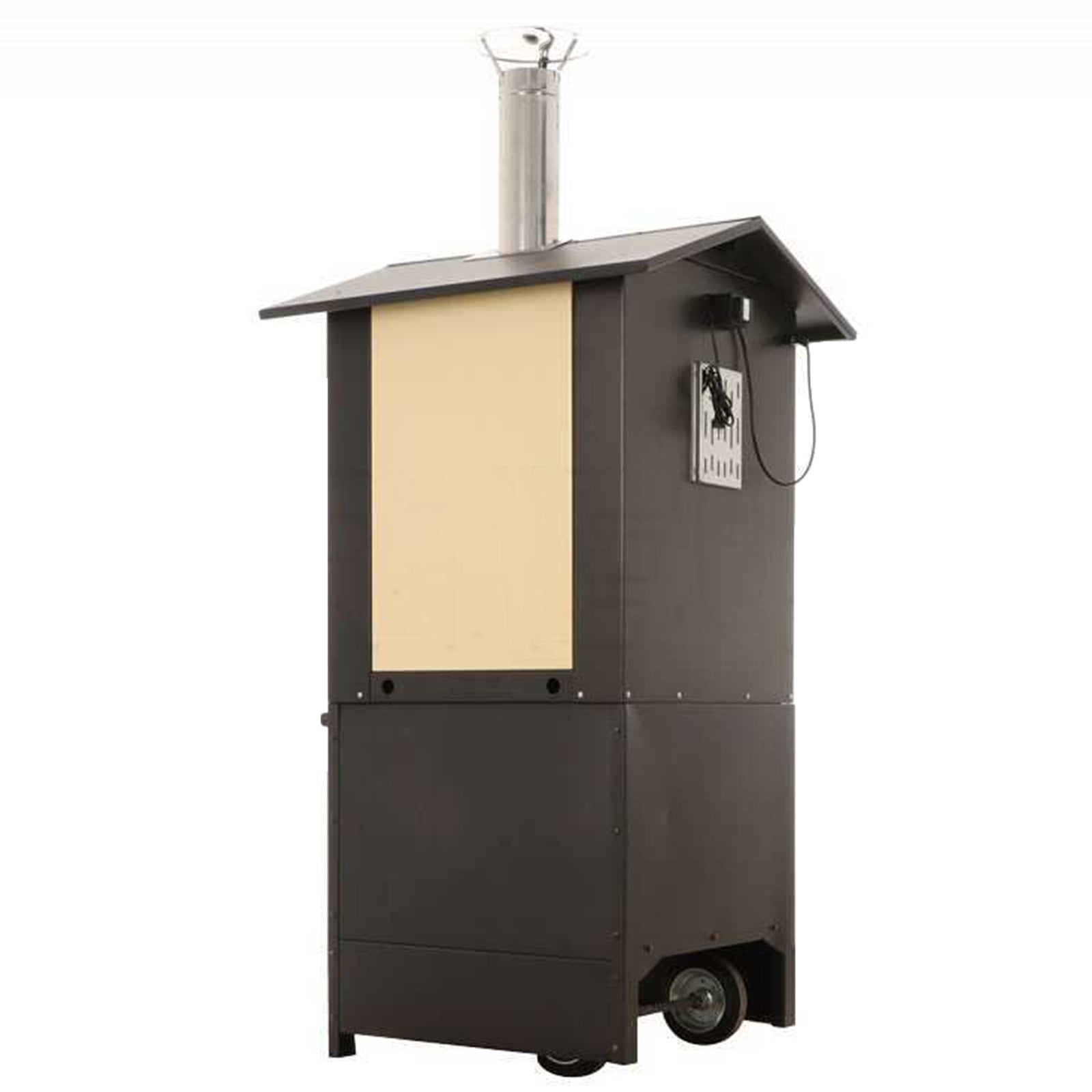 Forno a legna per pizze in acciaio inox ventilato da esterno con ruote "Made in Italy"