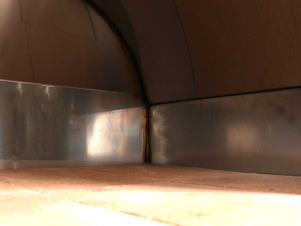 Forno a legna per pizze in acciaio inox cottura diretta da esterno con ruote "Made in Italy"