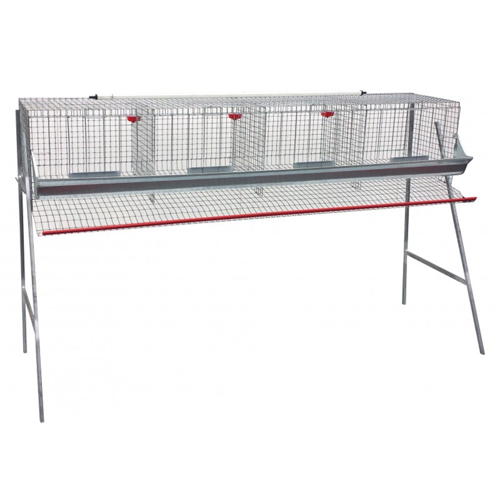 Gabbia per galline ovaiole in lamiera zincata con celle chiudibili e abbeveratoio