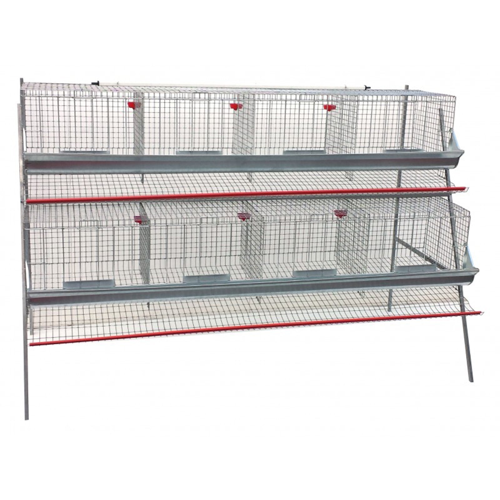 Gabbia per galline ovaiole in lamiera zincata con celle chiudibili e abbeveratoio