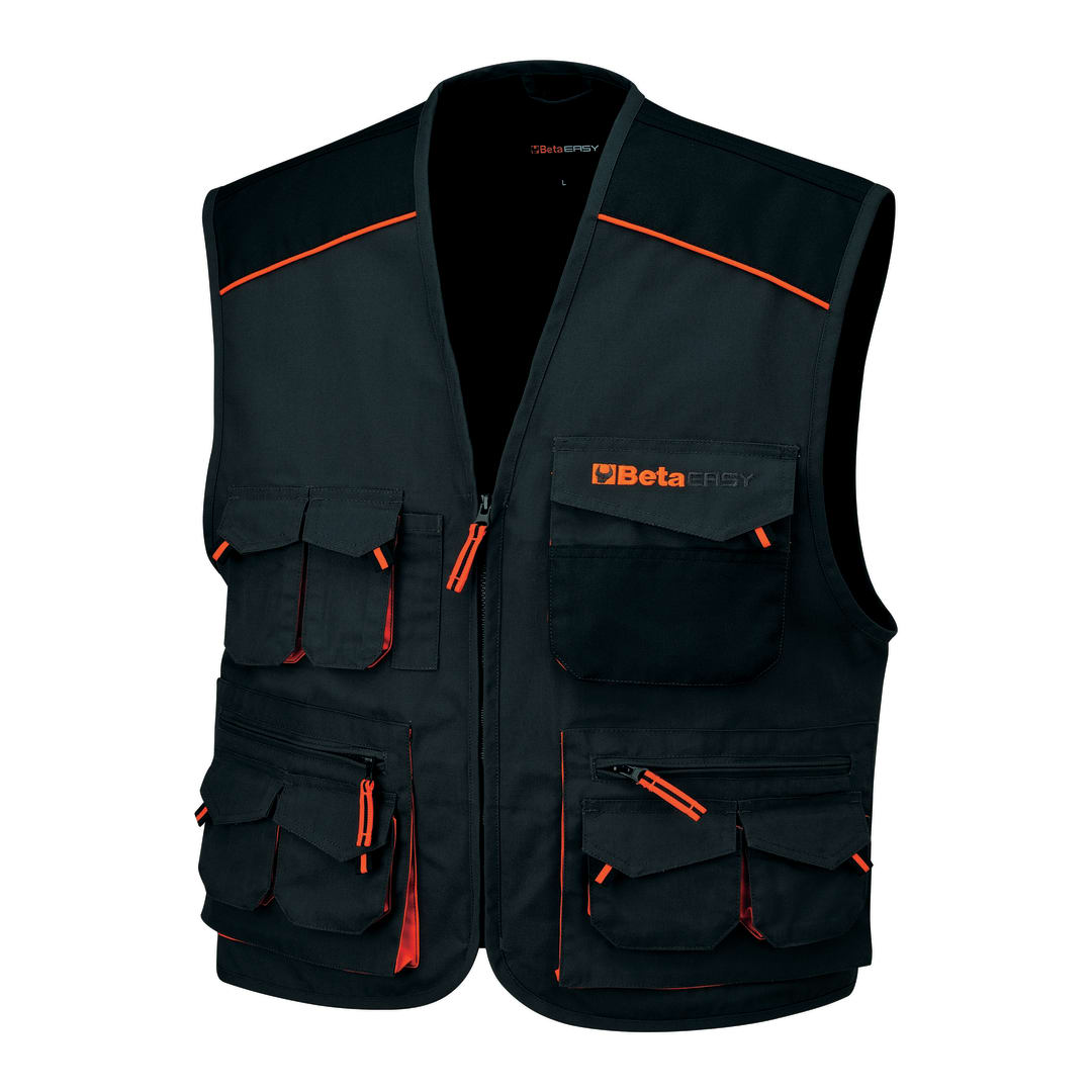 Gilet da lavoro "7907E" in Canvas grigio scuro smanicato con chiusura a zip