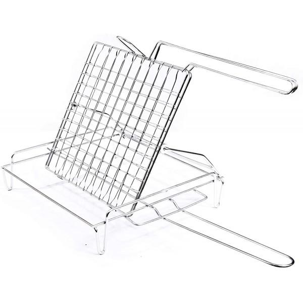 Graticola Barbecue In Acciaio Made In Italy - 35x60 Cm, Con Piedini, Per Grigliate All'Aperto - Foto 3