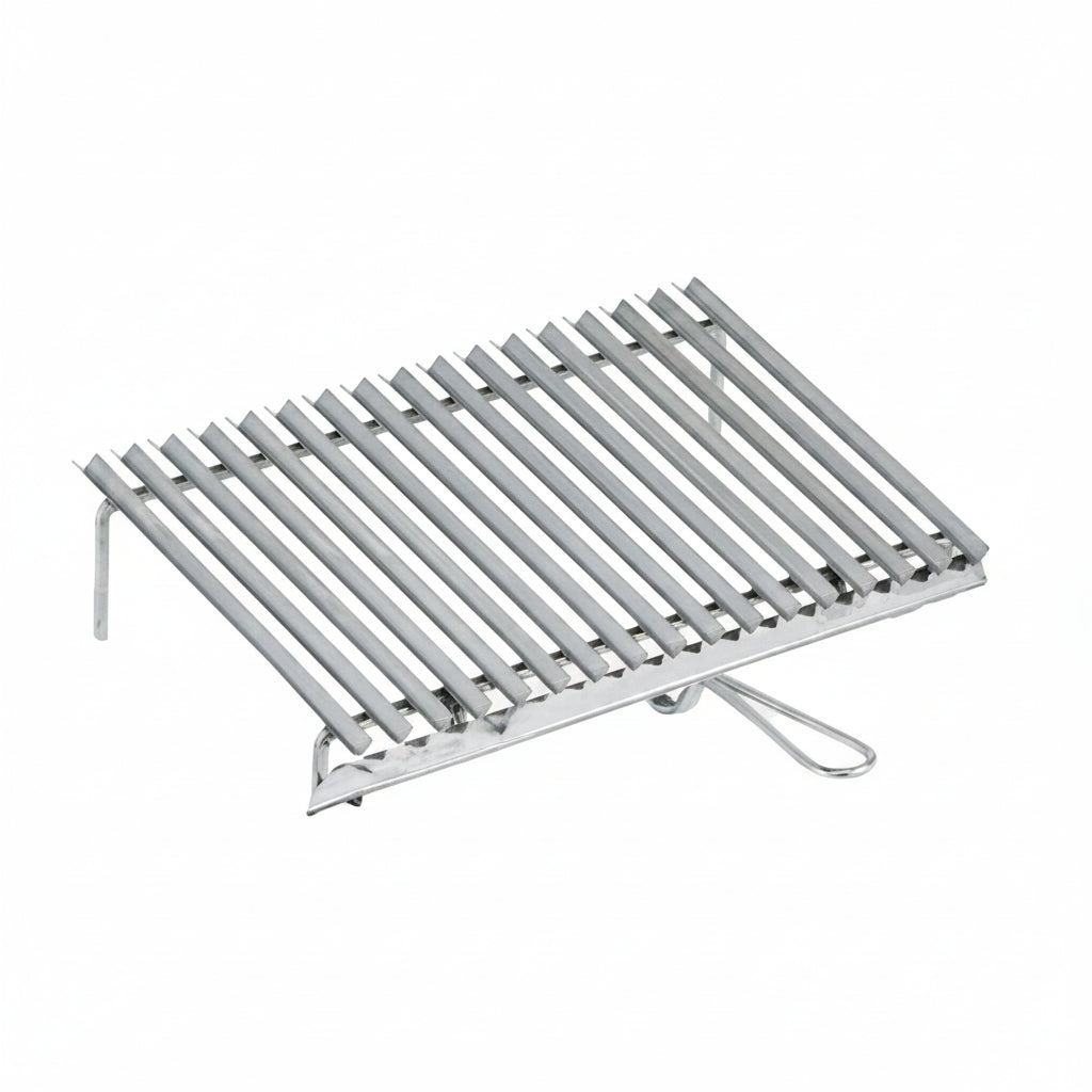 Griglia in acciaio bistecchiera scola grasso per barbecue e camino "Made in Italy"