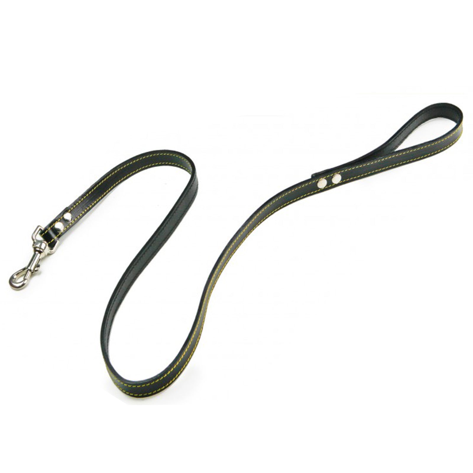 Guinzaglio in doppio cuoio cucito 50 cm con moschettone in metallo