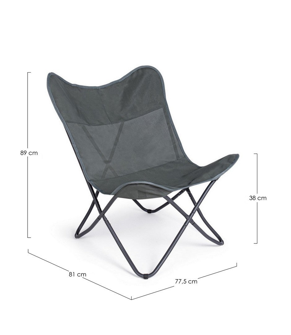 Sedia da mare "Butterfly Gabicce" pieghevole con struttura in acciaio seduta e schienale