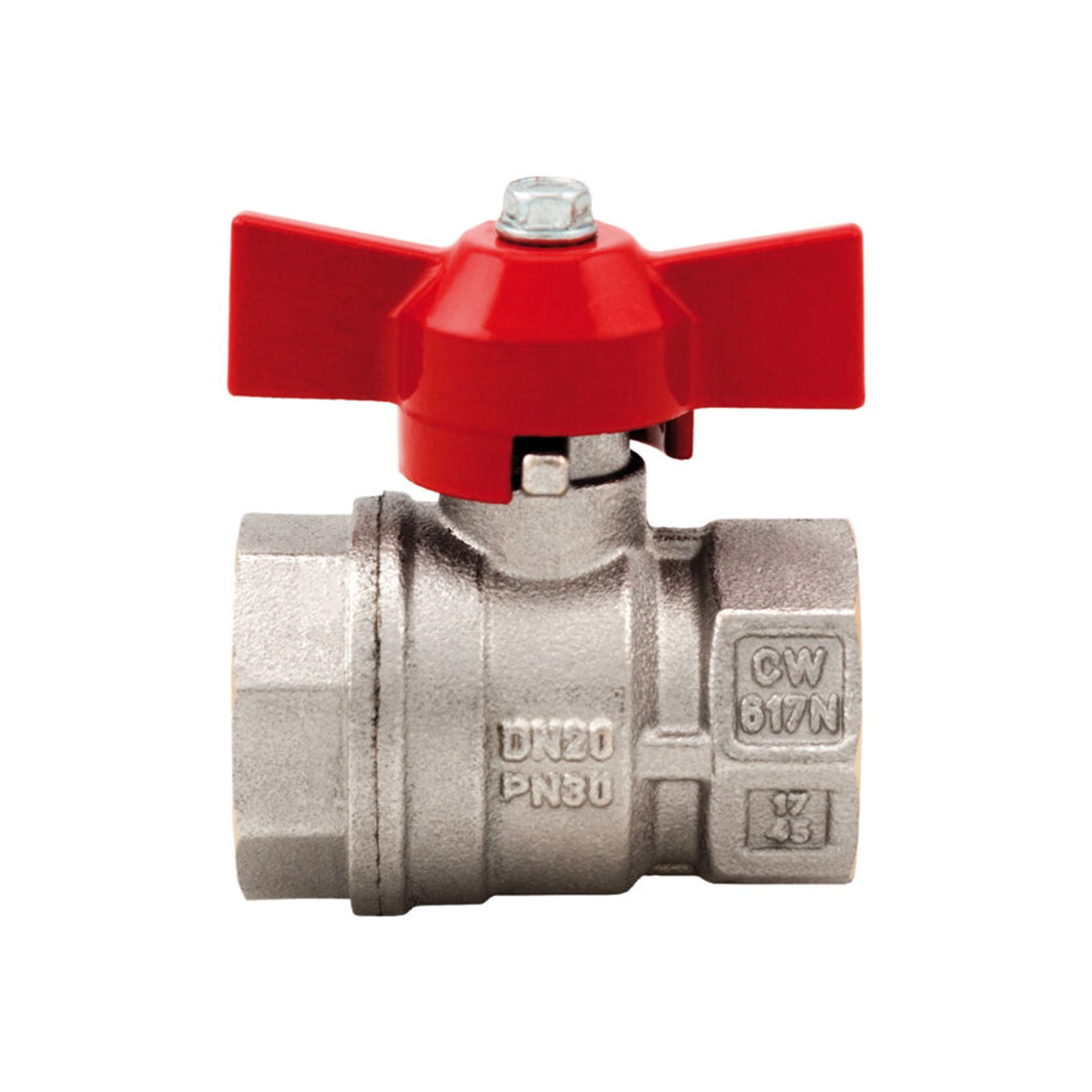 Valvola a sfera con attacco femmina/femmina in ottone nichelato