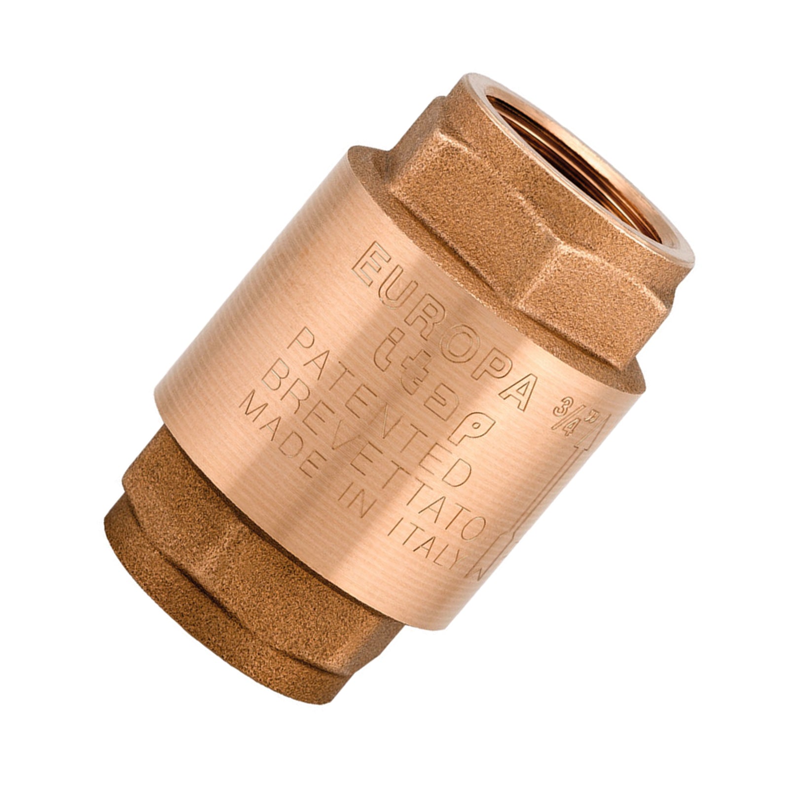 Valvola di ritegno Europa con corpo in ottone e tenuta in acciaio Inox