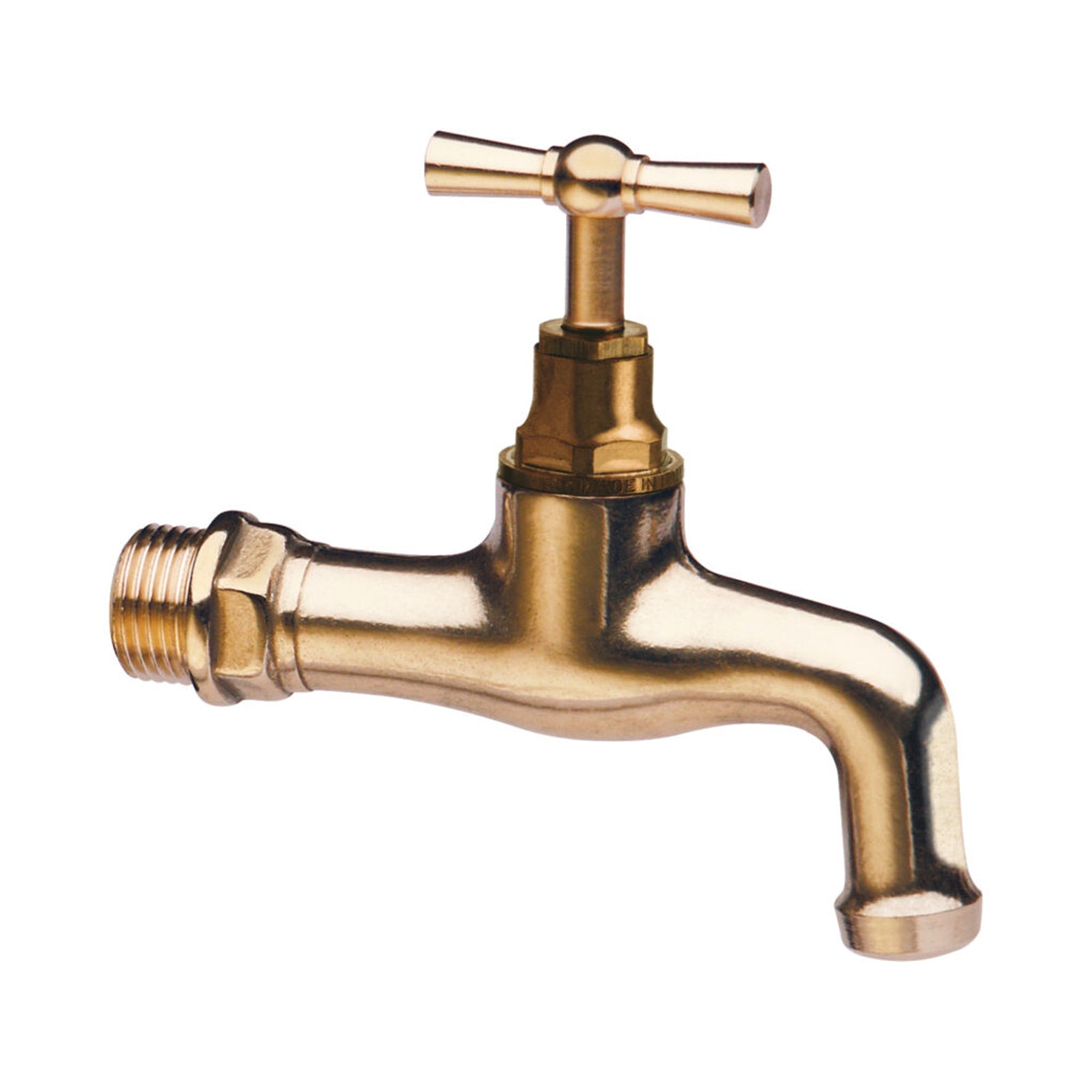 Rubinetto curvo pesante in ottone lucido 1/2" maniglia a T per giardinaggio