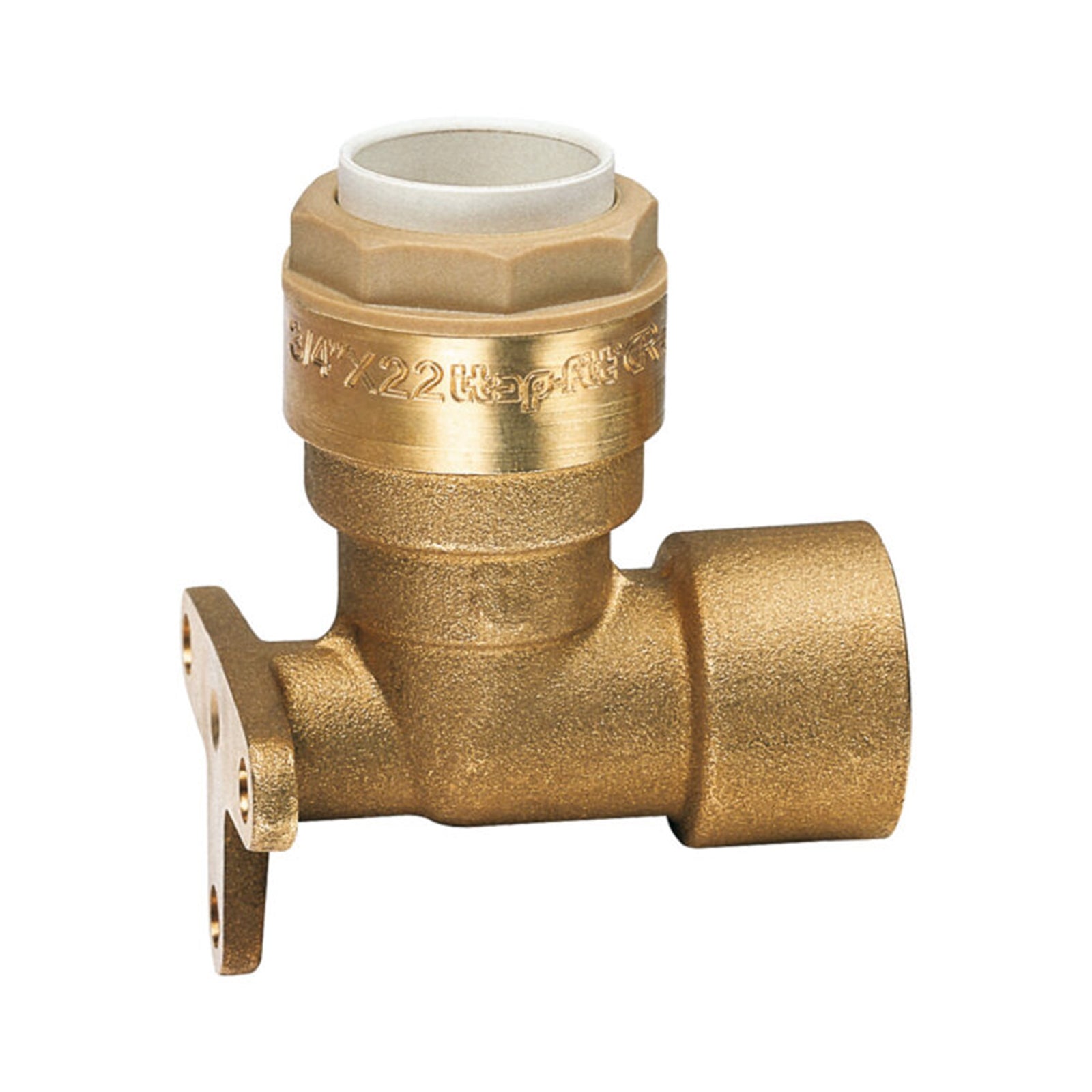 Raccordo a "L" femmina in ottone con attacco a muro per tubi