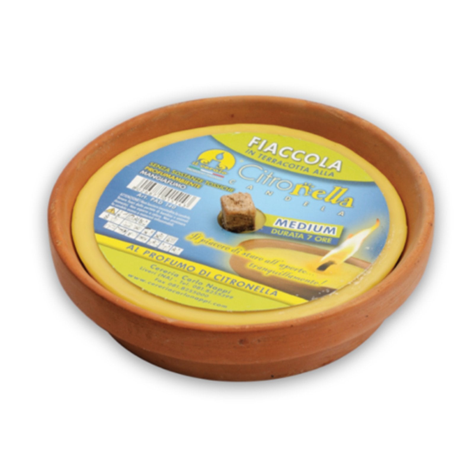 Ceri alla citronella in coccio di terracotta segna passi per matrimoni ed eventi Ø 16,5 cm