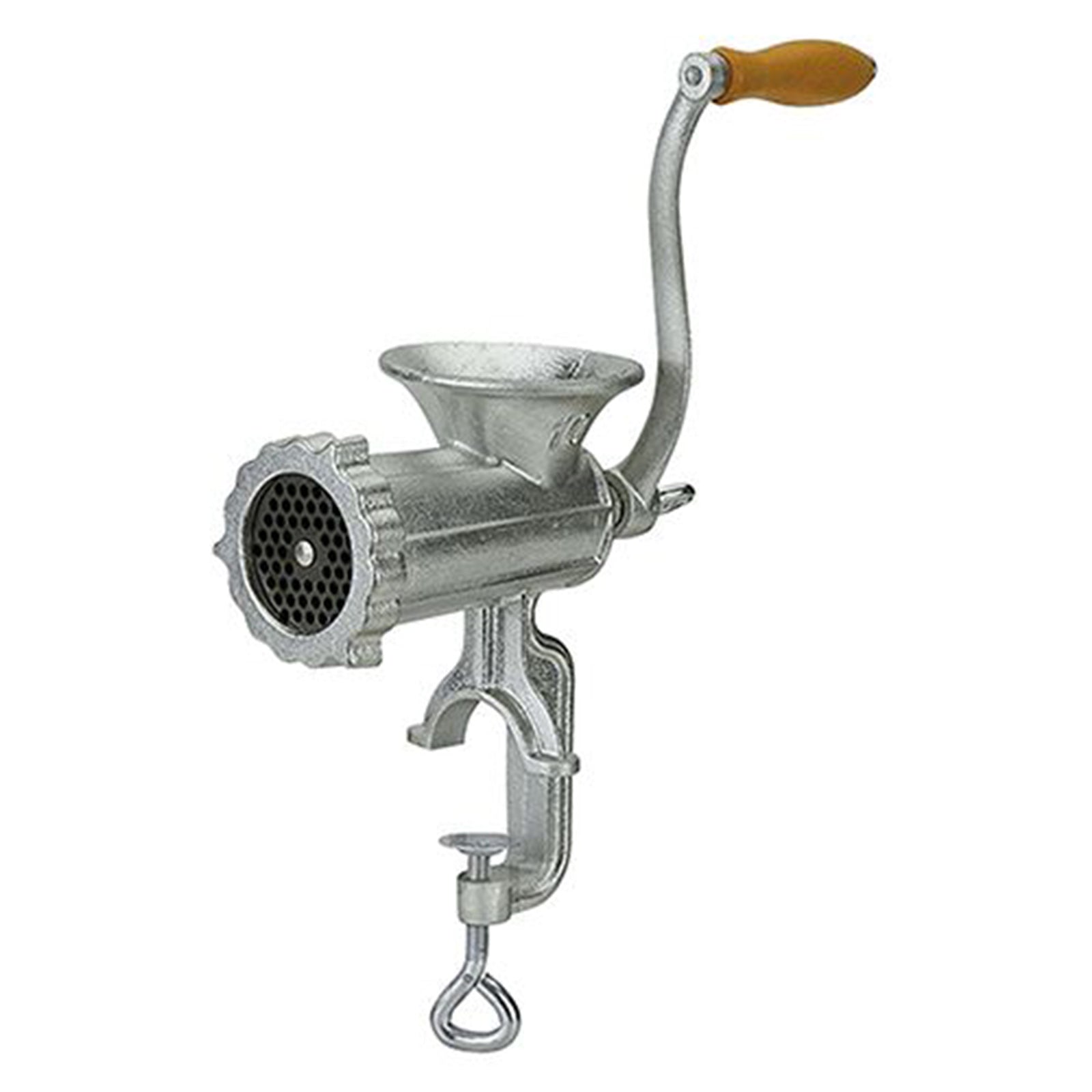 Tritacarne manuale da tavolo "Palumbo Pavi" con morsetto regolabile e manovella in ghisa