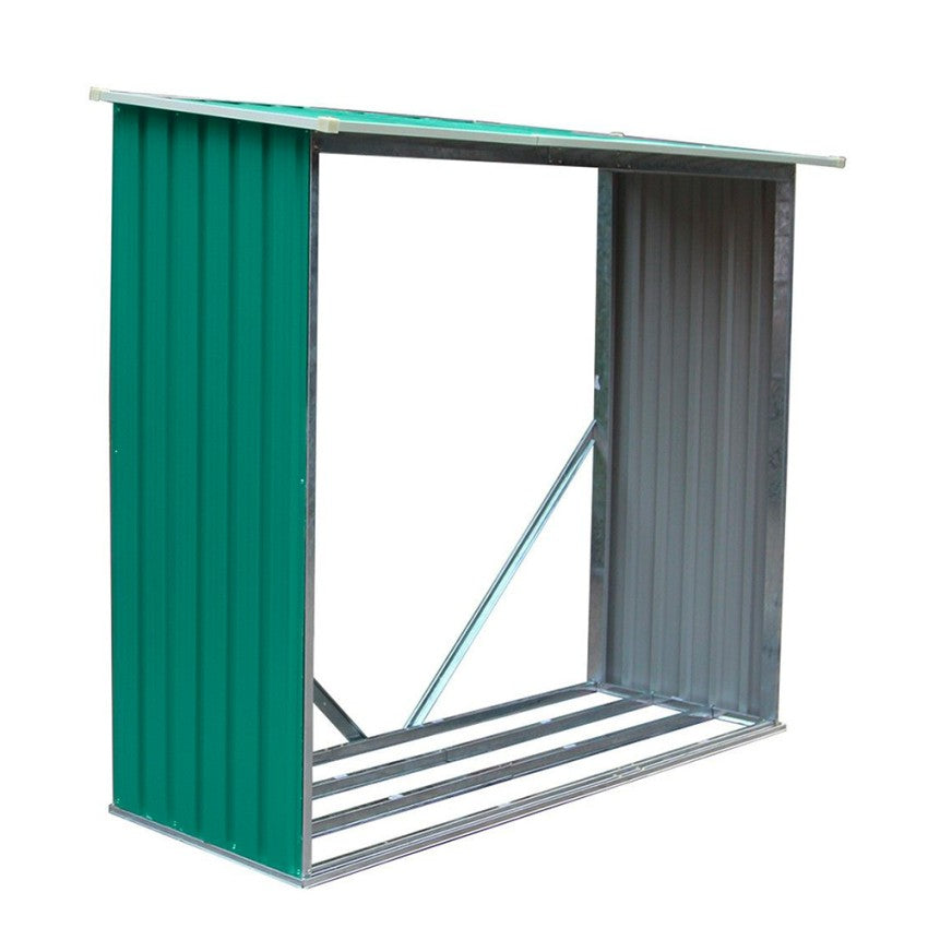 Legnaia da esterno in metallo verde deposito per giardino 182 cm