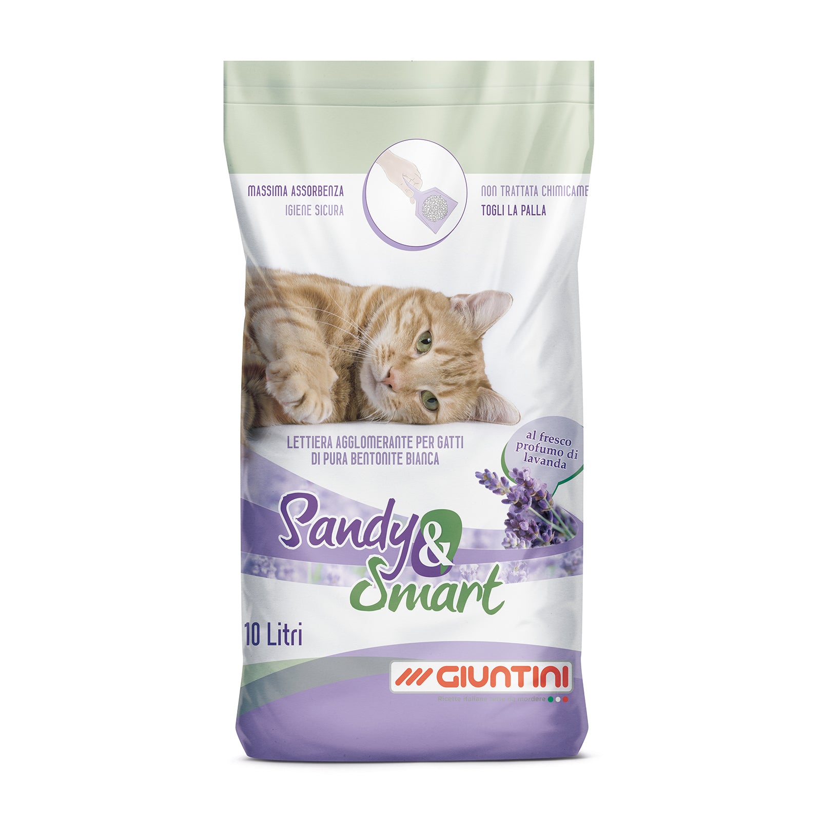 Sabbia per lettiera profumata alla lavanda 10 lt agglomerante per gatti