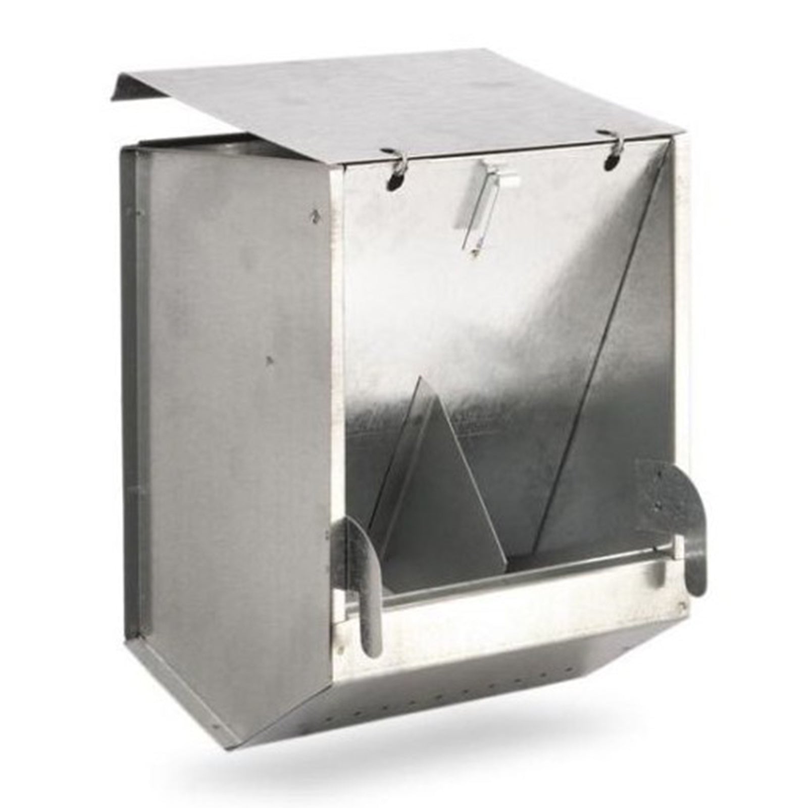 Mangiatoia zincata a tramoggia per gabbia da ingrasso conigli