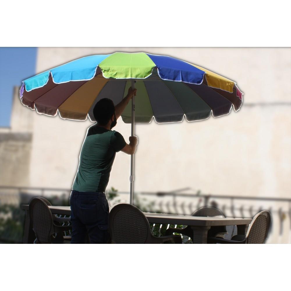 Ombrellone da mare con aste in fibra di vetro palo in alluminio orientabile