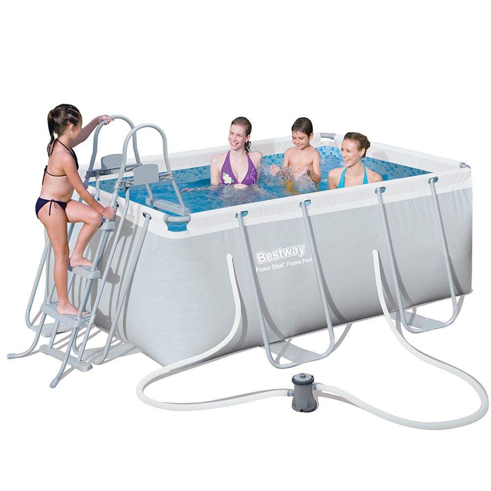 Piscina rettangolare 2.82m x 1.96m x 84cm con pompa e scaletta da giardino e veranda